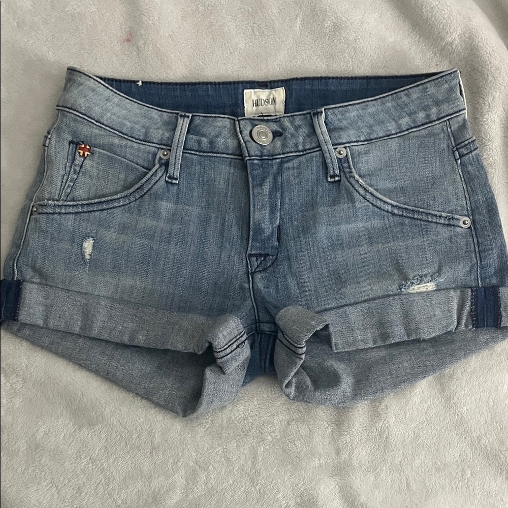 Hudson Jeans Light Blue Distressed Jean Shorts